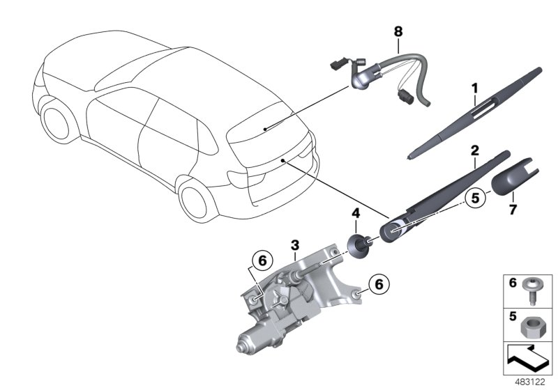 BMW 51-24-7-326-084 Grommet For Rear Window Wiper Motor