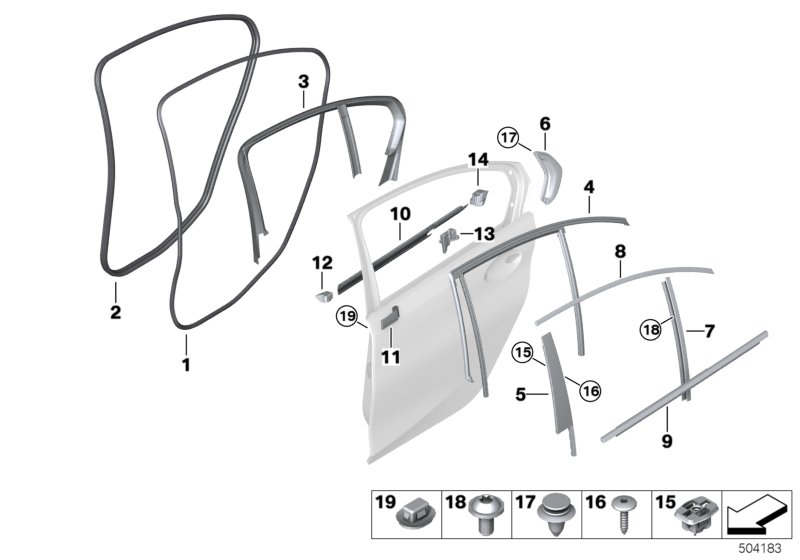 BMW 51-35-7-437-449 SEAL, DOOR ENTRY, REAR LEFT