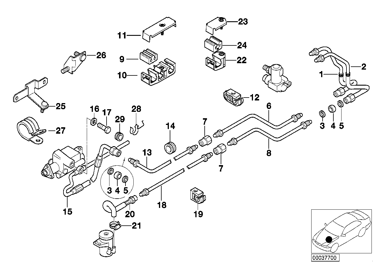 BMW 32-41-1-141-085 Support Pressure Hose Assy Right