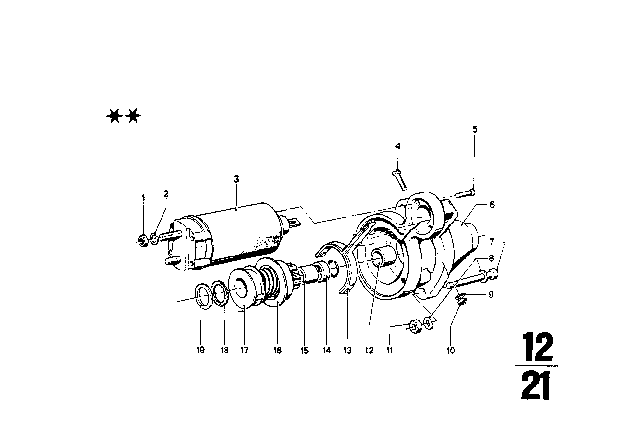 1970 BMW 1602  Starter Pinion Diagram for 12411350796