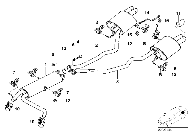 2001 BMW X5  Centre Muffler Diagram for 18107500543