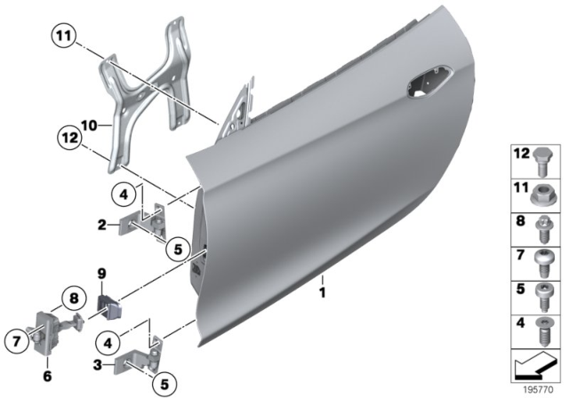 2011 BMW Z4  Door Hinge, Bottom Left Diagram for 41517225143