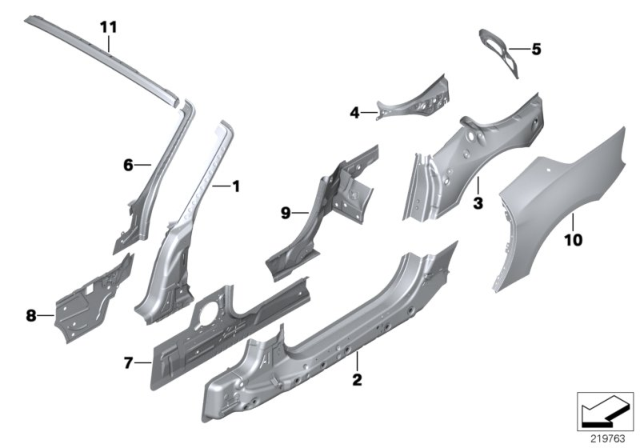 2011 BMW Z4 Left Interior Column A Diagram for 41117224915