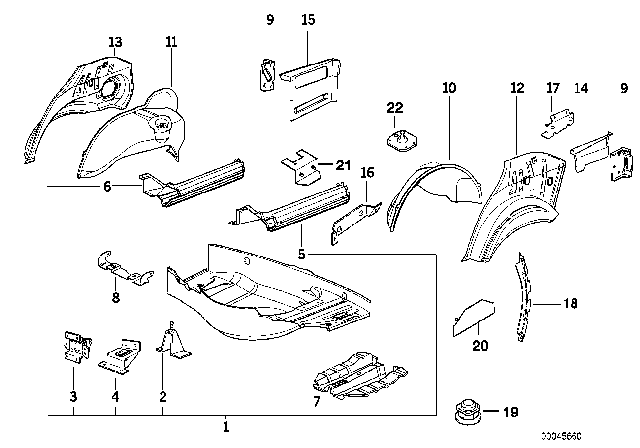 1993 BMW 325i  Wheelhouse Extension, Left Diagram for 41148122343
