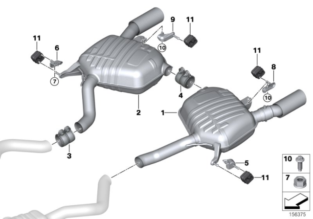 2012 BMW 335i  Rear Muffler Right Diagram for 18307647067