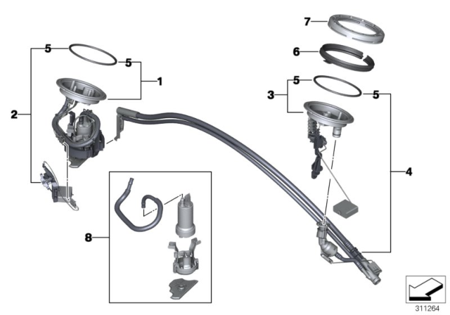2005 BMW 745Li  Fuel Tank Sending Unit Left Diagram for 16117183794