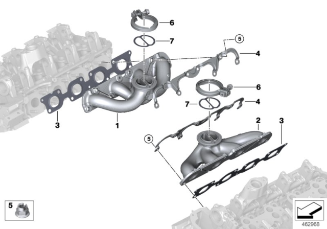 2016 BMW 750i xDrive Exhaust Manifold/Turbocharger Gasket Diagram for 11628600289