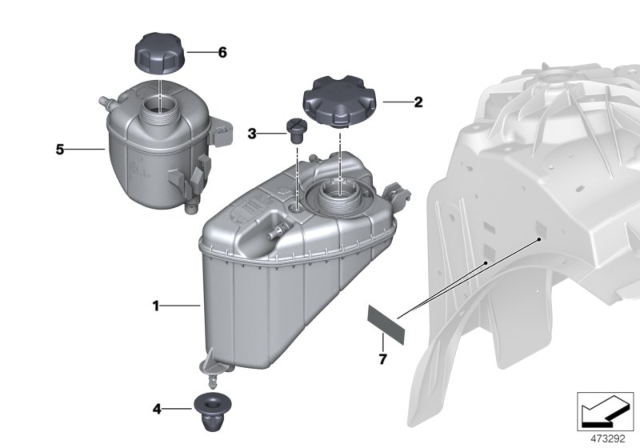 2017 BMW 540i  Coolant Expansion Tank Diagram for 17138742975