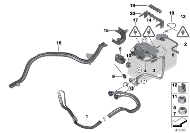 2008 BMW 323i  Positive Battery Lead Cable Diagram for 61129125036