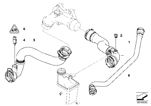 2005 BMW X3  Engine Coolant Hose Diagram for 17123413819