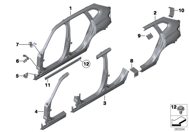 2013 BMW X1  Side Panel Bracket, Front Right 2 Diagram for 41002993040