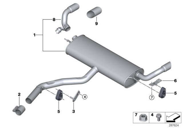 2013 BMW X5  Installation Kit For Rear Silencer Diagram for 18302455251