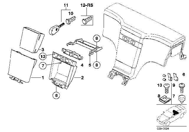 2001 BMW Z3  Hinged Compartment Diagram for 51168407137