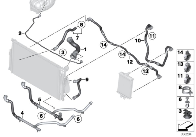 2015 BMW ActiveHybrid 3  Radiator Coolant Hose Diagram for 17127634965