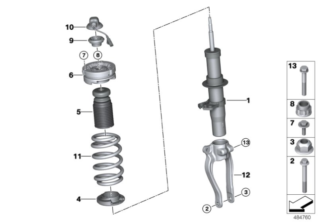 2018 BMW M5  SPRING STRUT, EDC, FRONT RIG Diagram for 31308074114