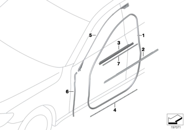 2015 BMW 750i xDrive  Channel Cover, Exterior, Door, Front Left Diagram for 51337178001