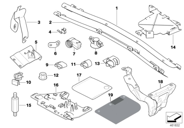 2002 BMW 330i  Upper Part Of Cable Guide Diagram for 12521436340