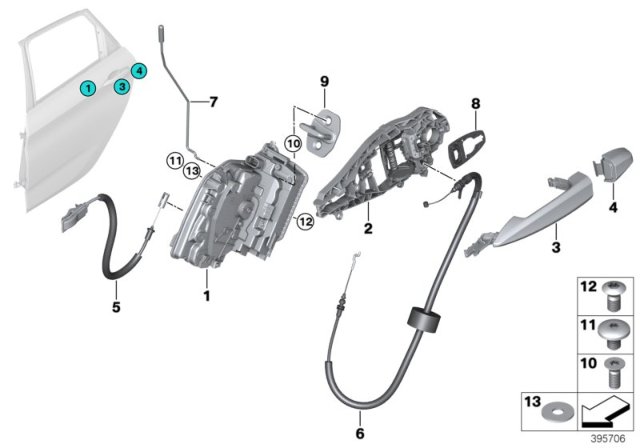 2018 BMW X2 Bowden Cable, Door Opener, Inner Rear Diagram for 51227420400