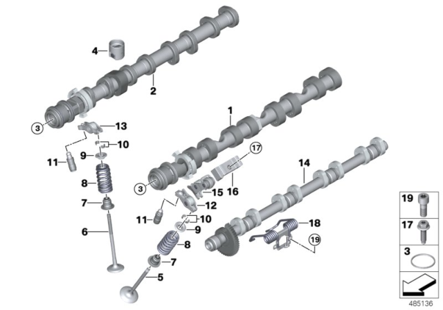 2019 BMW M550i xDrive  Cam Follower Diagram for 11327601233