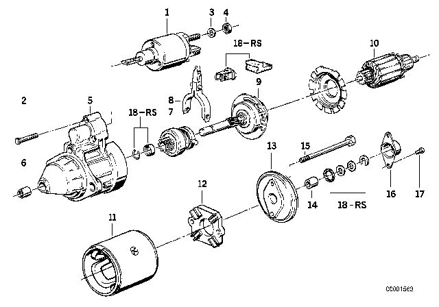 1989 BMW 735i  Starter Diagram for 12411720663