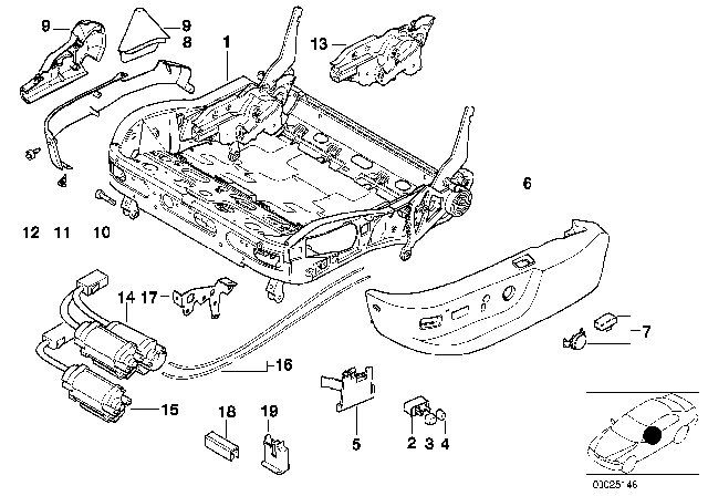 2002 BMW 540i Switch Seat Adjusting Front Left Diagram for 61316910717