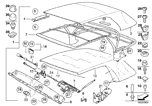 2001 BMW 330Ci  Mounting Screw Diagram for 54317043555
