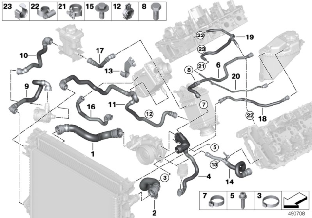 2020 BMW X5  Line Water Pump Diagram for 17127536484