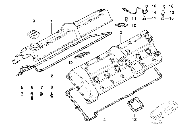 2003 BMW 760Li  Cylinder Head Cover Diagram for 11127524406