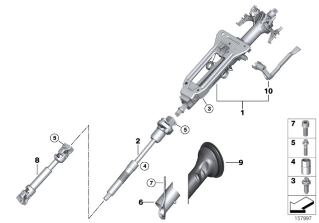 2009 BMW X5  Steering Spindle, Middle Diagram for 32306774108
