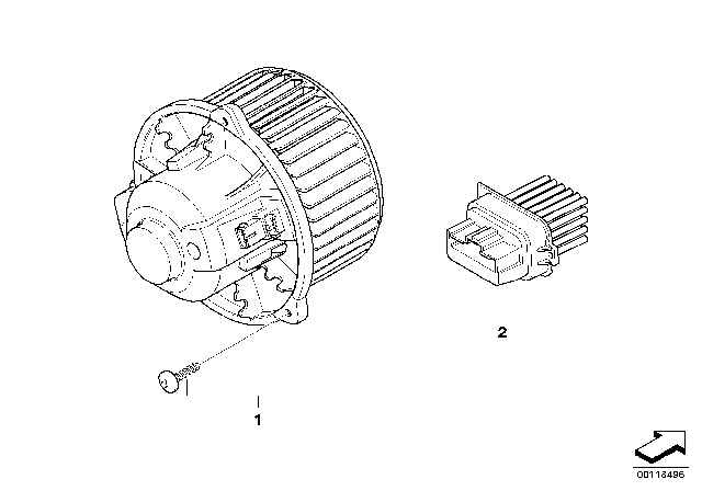2007 BMW Z4 M  Blower Resistor Diagram for 64116927600