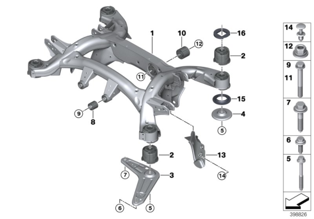 2016 BMW X5 M Rubber Mounting Rear Diagram for 33176770948