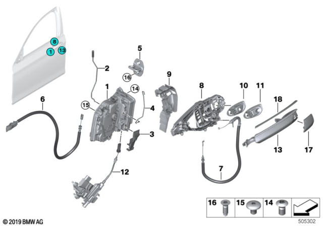 2017 BMW 740e xDrive Locking Rod, Left Diagram for 51217338001