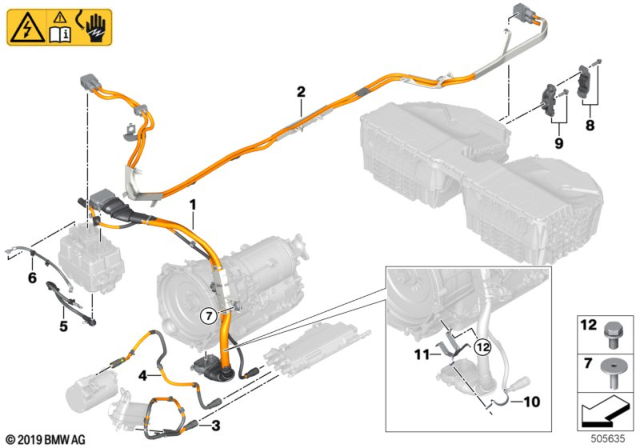 2020 BMW 530e High-Voltage.Wiring.Harness, El.A/C Compressor Diagram for 61126823581