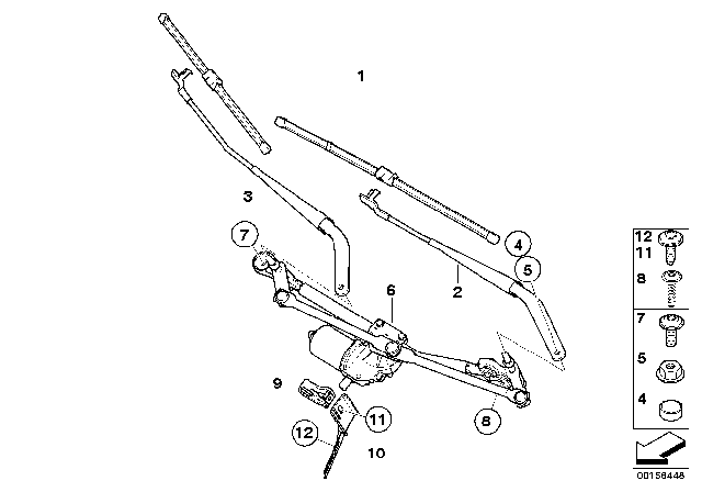 2008 BMW X6  Windshield Wiper Arm Right Diagram for 61617294572