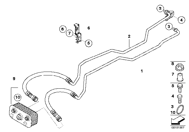 2008 BMW Z4  Oil Cooling Pipe Inlet Diagram for 17227577645