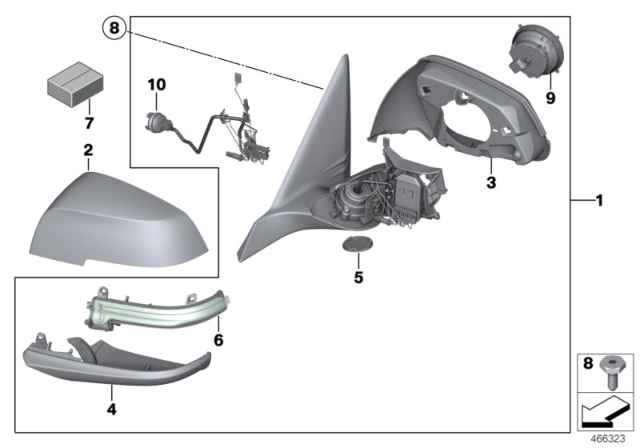 2018 BMW X2 DRIVE, OUTSIDE MIRROR LEFT Diagram for 67137461801