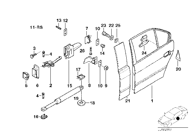 1996 BMW 750iL  Hinge, Rear Door, Upper, Left Diagram for 41528184171