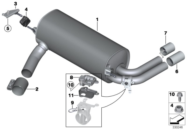 2013 BMW 328i GT  Tailpipe Trim, Chrome Diagram for 18307622762