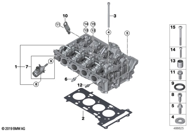 2020 BMW X3  CYLINDER HEAD WITH VALVE GEA Diagram for 11121019167