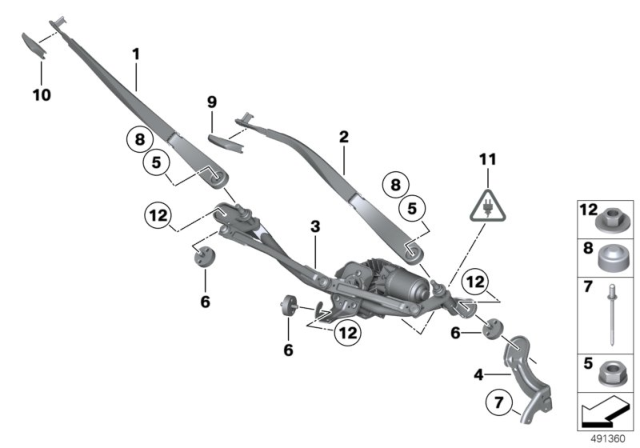 2015 BMW Alpina B7L  Wiper Arm Passenger Side Diagram for 61617182594
