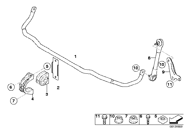 2005 BMW 545i Stabilizer, Front Diagram for 31356766508