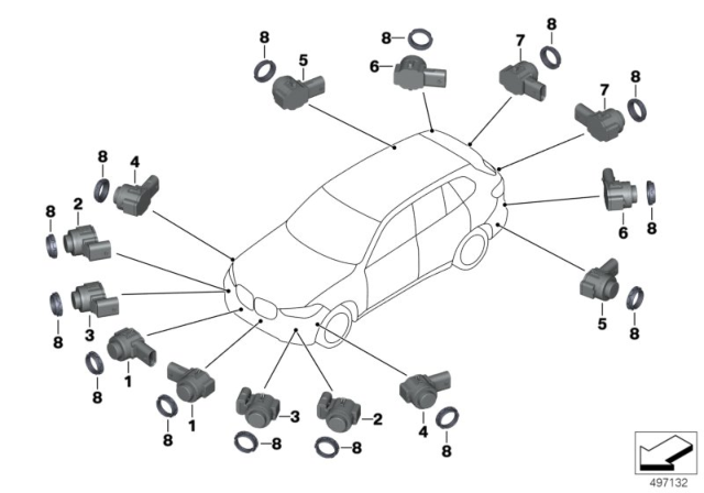 2020 BMW X5  ULTRASONIC SENSOR, PHYTONIC Diagram for 66209472120