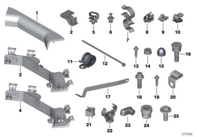2004 BMW 525i  Cable Clip Diagram for 61136942544