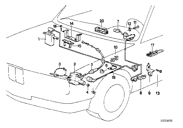 1990 BMW 325ix  Wiring Set Cruise Control Diagram for 61121385083