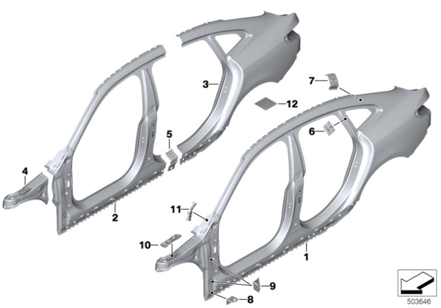 2020 BMW M235i xDrive Gran Coupe LEFT REAR SIDE PANEL Diagram for 41219498457