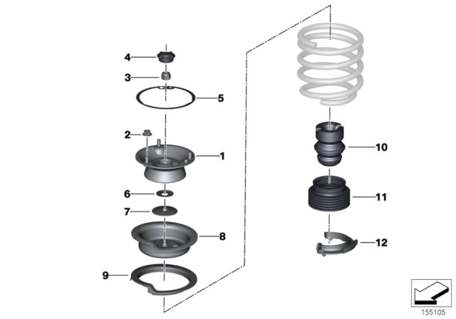 2008 BMW 335xi  Upper Spring Plate Diagram for 31336759452