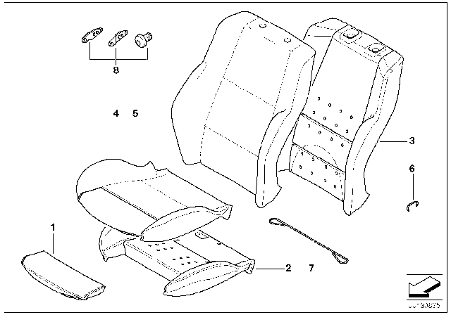 2008 BMW 650i  Cover Backrest, Leather Diagram for 52107062792