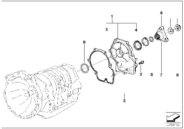 2004 BMW 325i  Repair Kit, Output Flange Diagram for 24217568563
