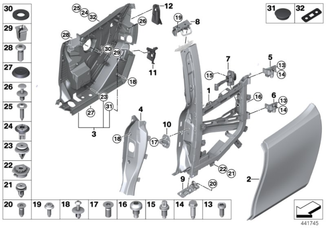 2018 BMW i3s  Clip, Yellow Diagram for 51417007479