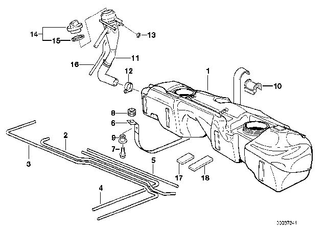 1995 BMW 318ti  Plastic Fuel Tank Diagram for 16111183985